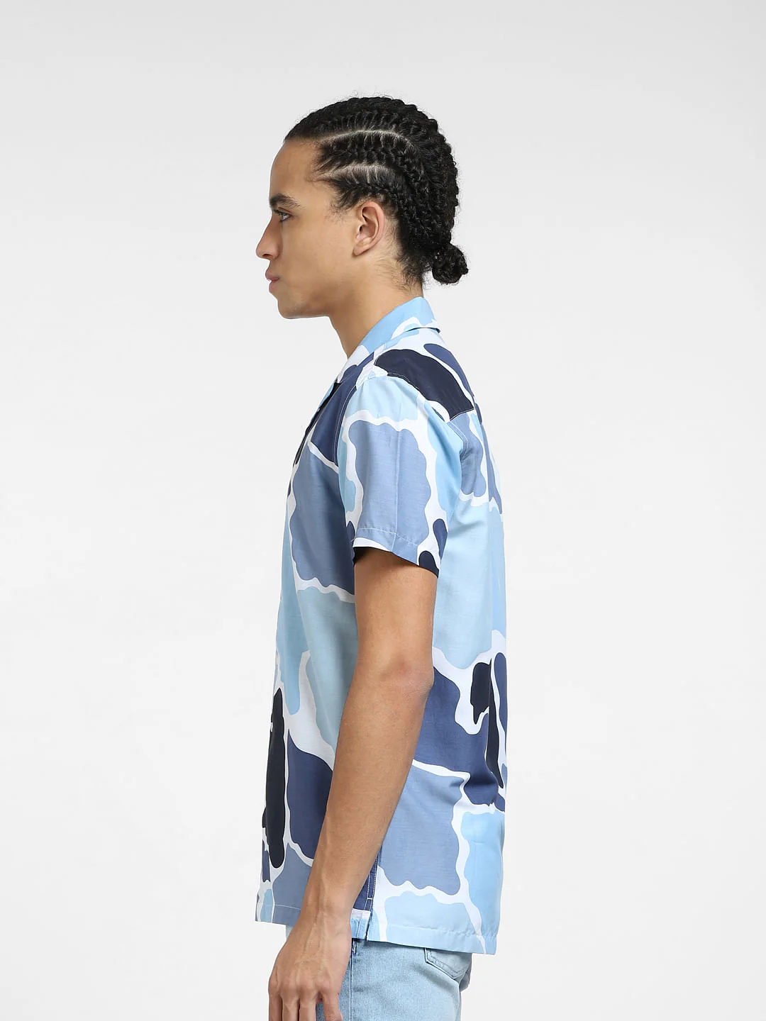 Blue Printed Short Sleeves Shirt - Image 3