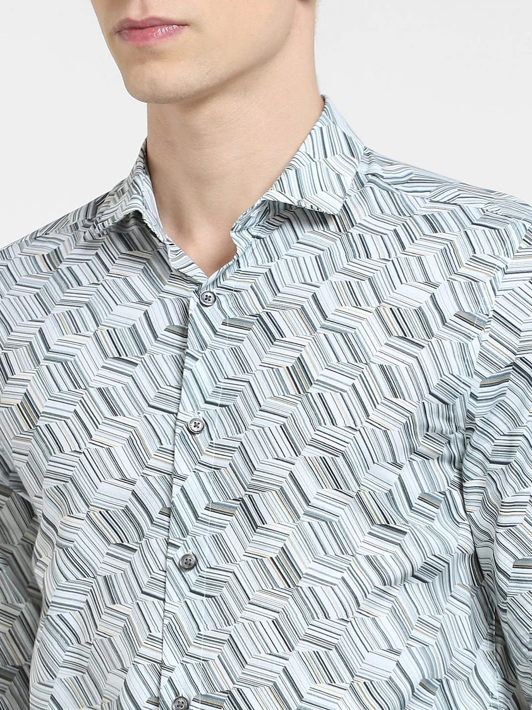 Blue Printed Full Sleeves Shirt - Image 5