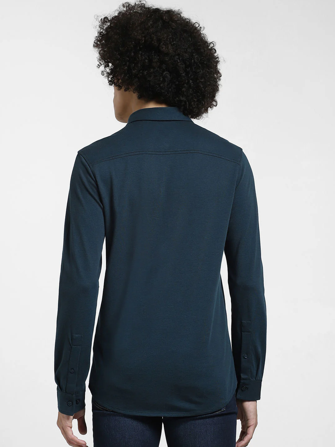 Deep Blue Knit Full Sleeves Shirt - Image 4