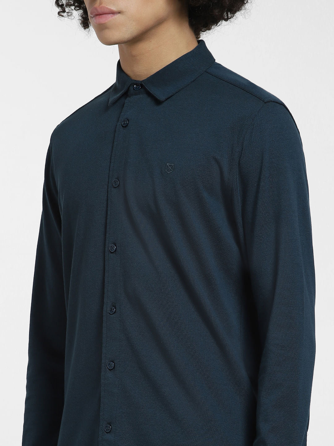 Deep Blue Knit Full Sleeves Shirt - Image 5