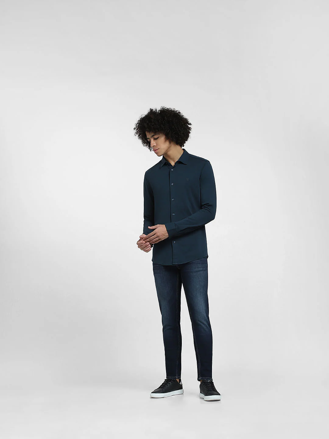 Deep Blue Knit Full Sleeves Shirt - Image 6