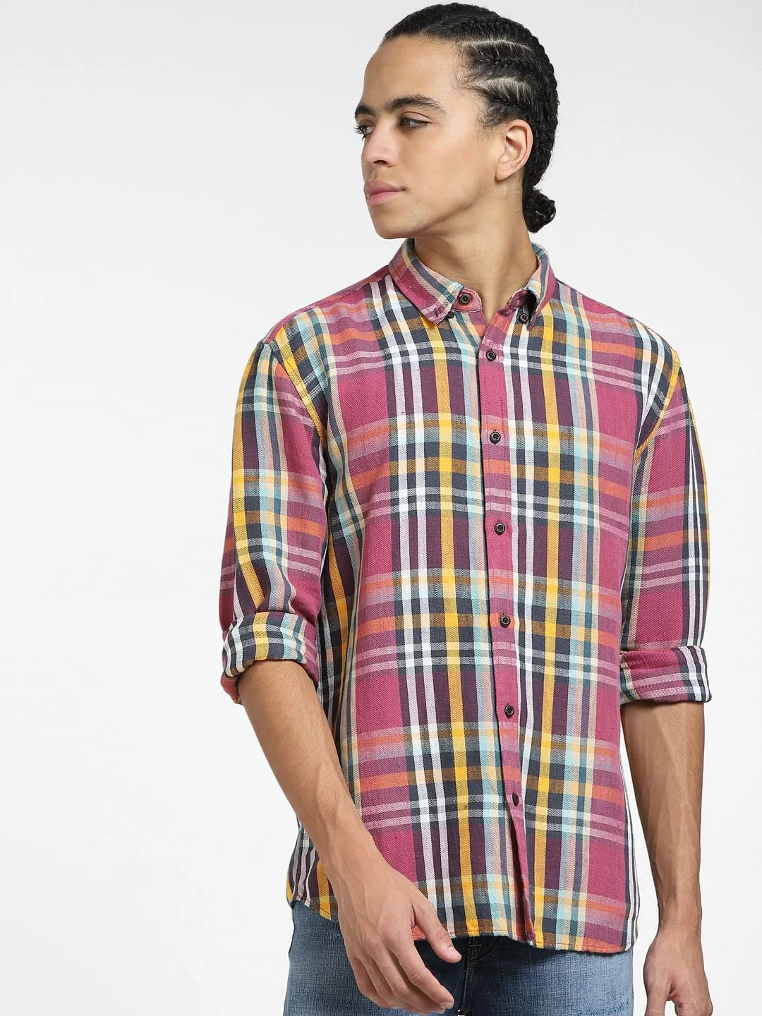 Pink Check Print Linen Shirt - Image 2