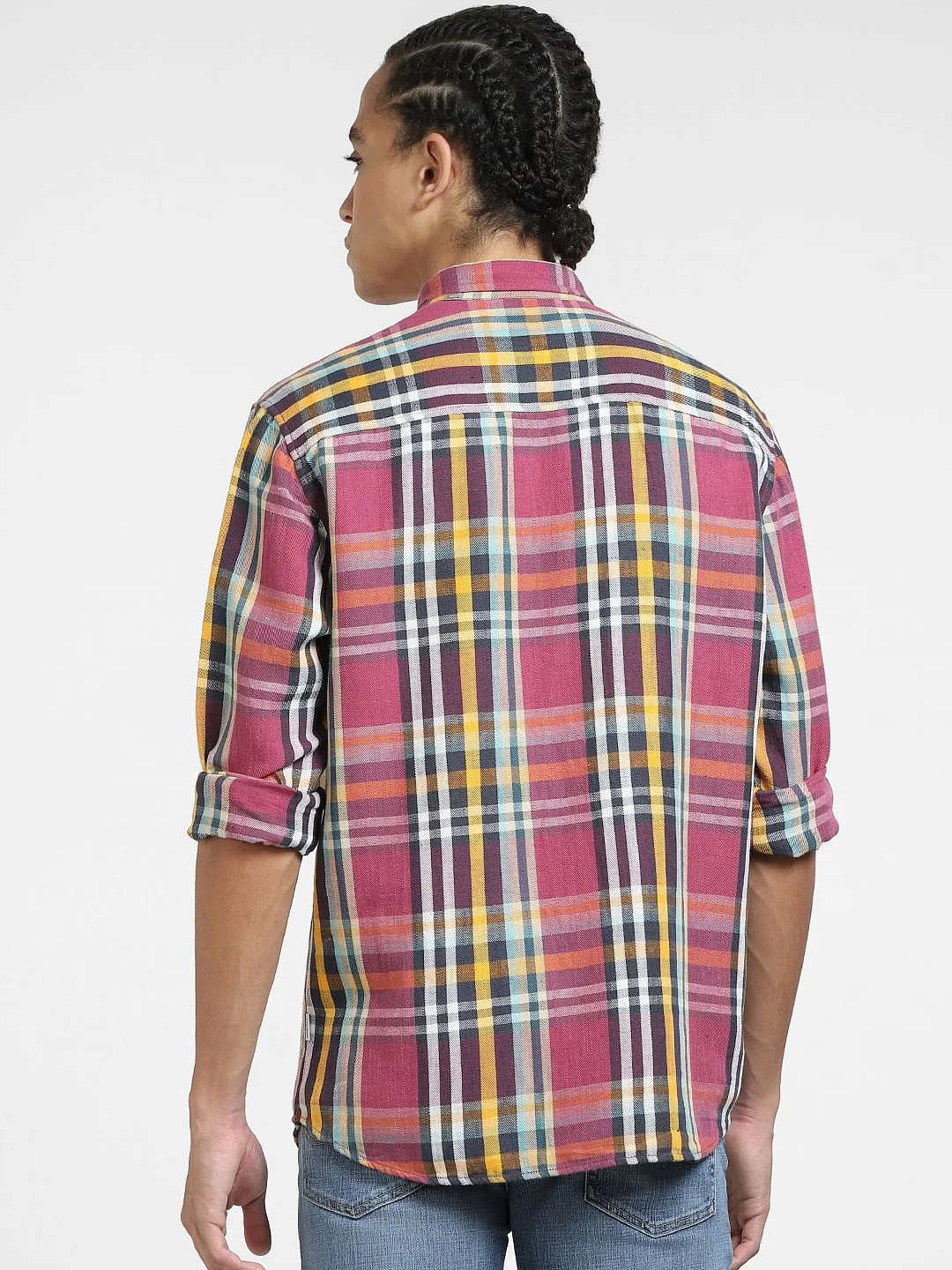 Pink Check Print Linen Shirt - Image 4