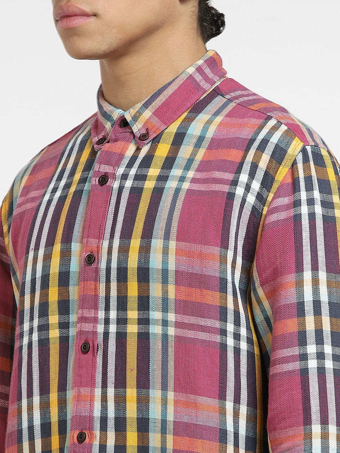 Pink Check Print Linen Shirt - Image 5