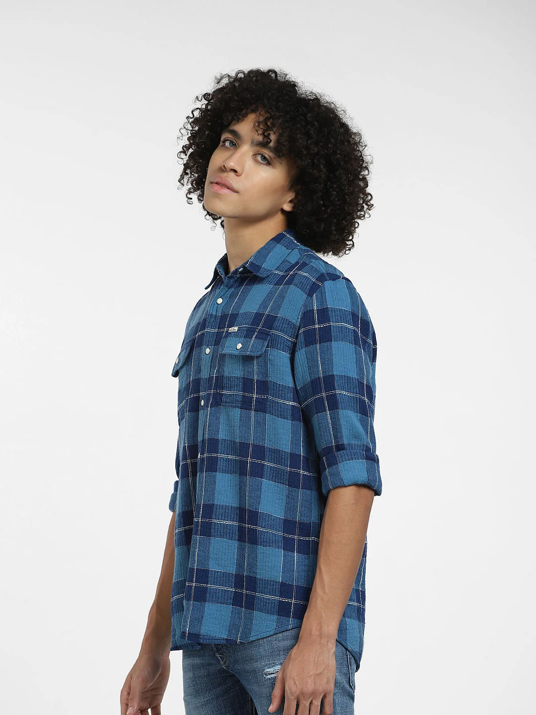 Blue Check Full Sleeves Shirt - Image 3
