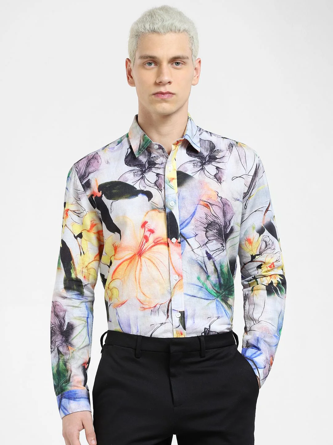 Green Printed Full Sleeves Shirt - Image 2