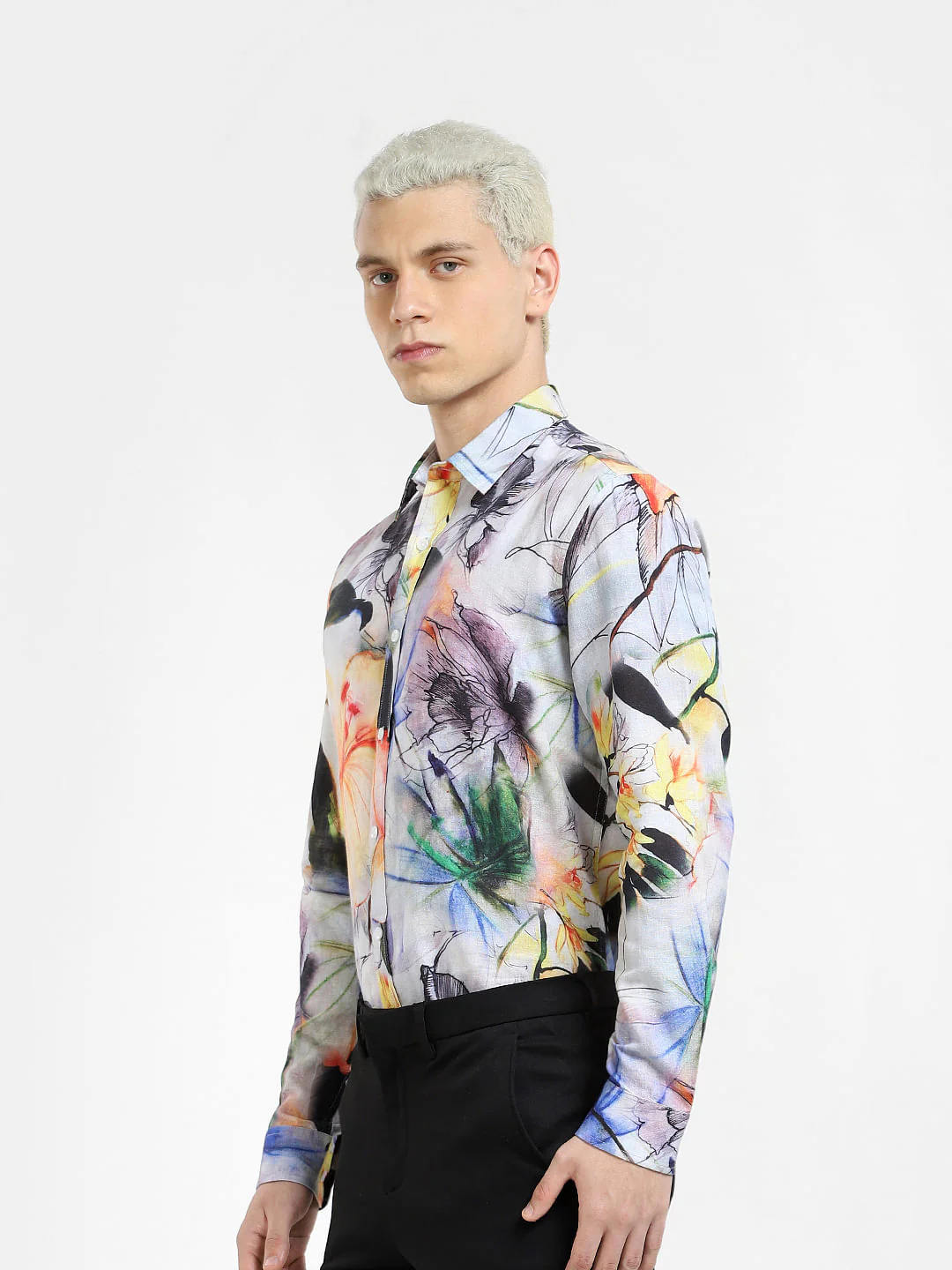 Green Printed Full Sleeves Shirt - Image 3