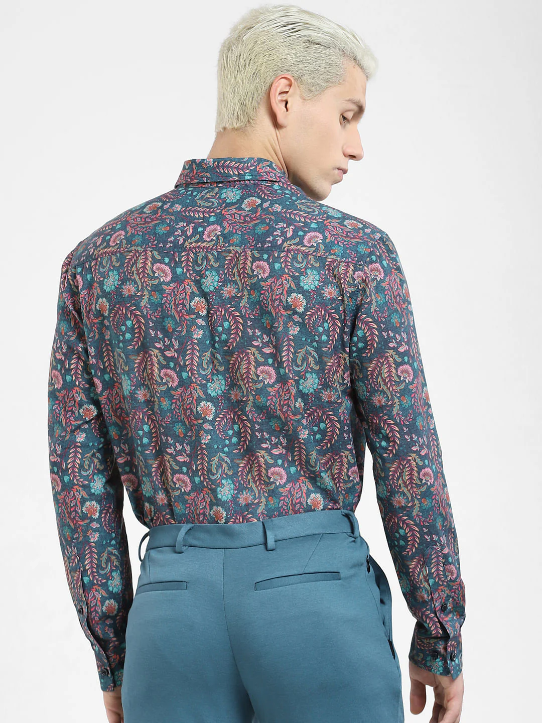 Blue Paisley Print Full Sleeves Shirt - Image 4