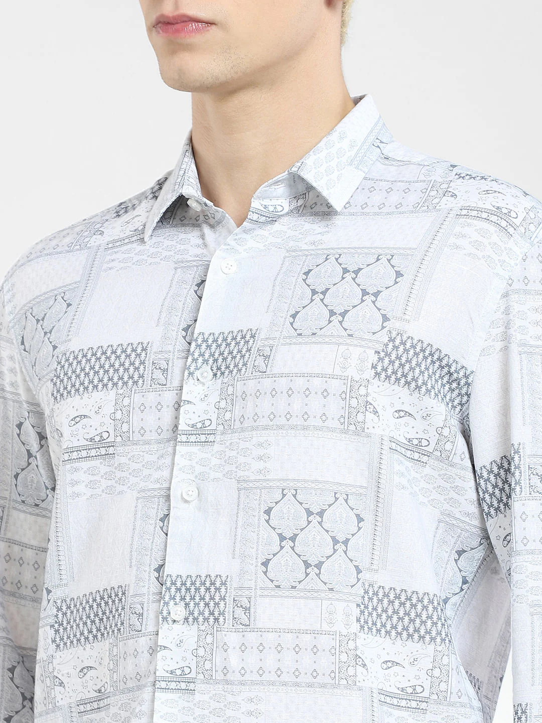 White Print Full Sleeves Shirt - Image 5
