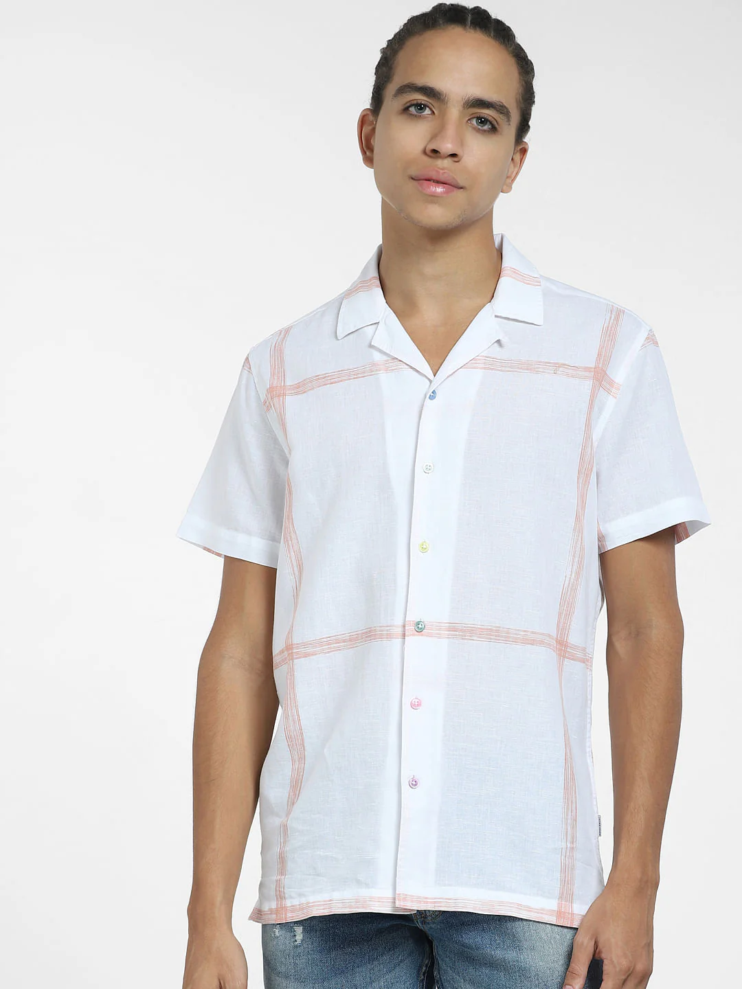 White Check Short Sleeves Shirt - Image 2