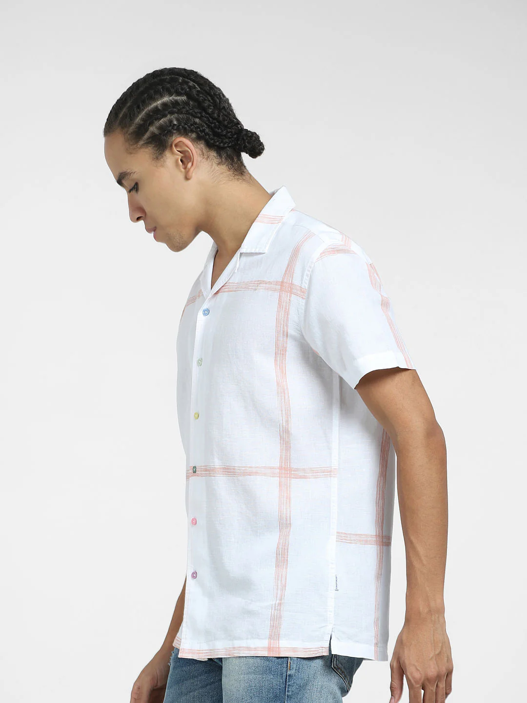 White Check Short Sleeves Shirt - Image 3
