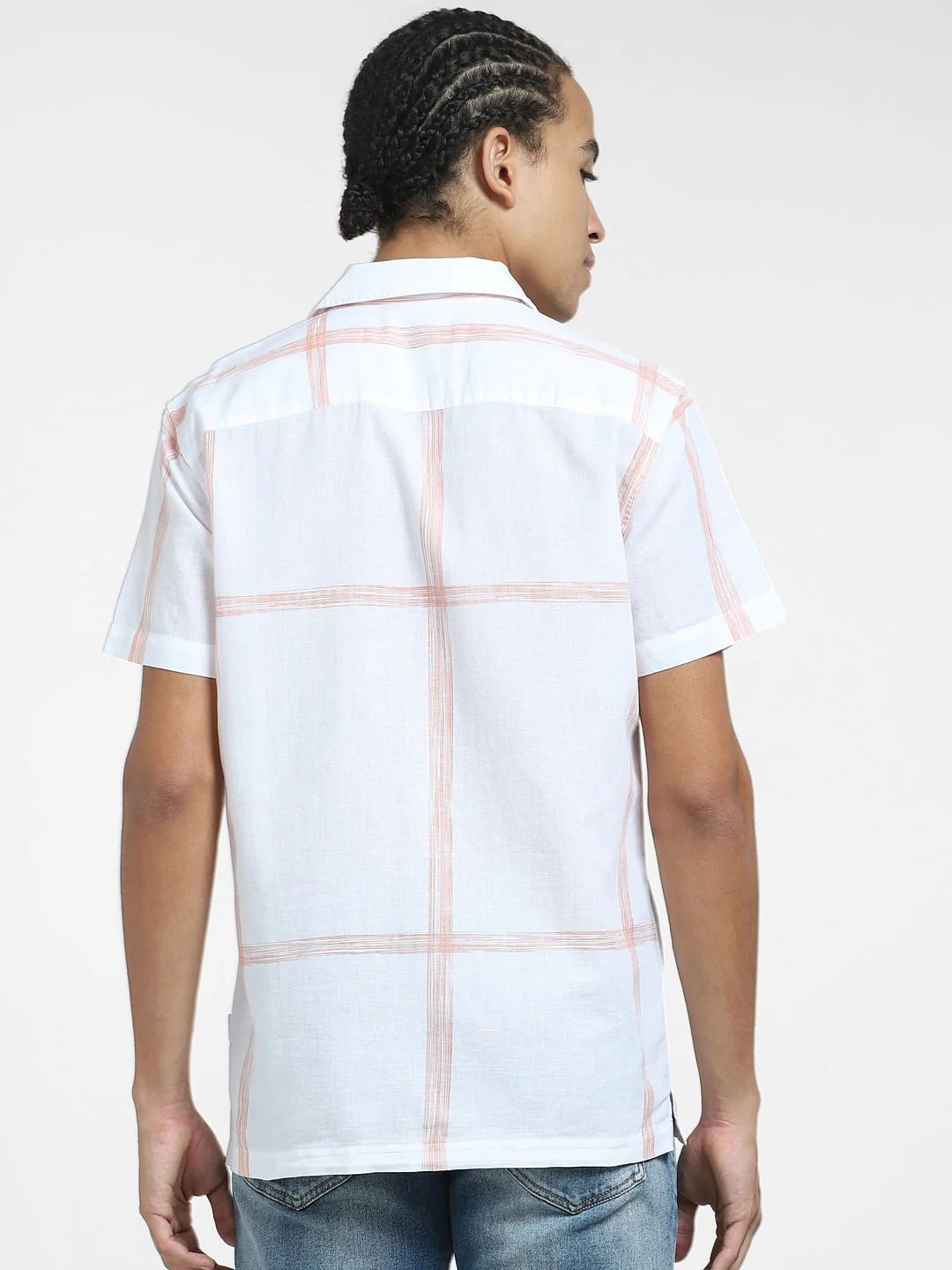 White Check Short Sleeves Shirt - Image 4