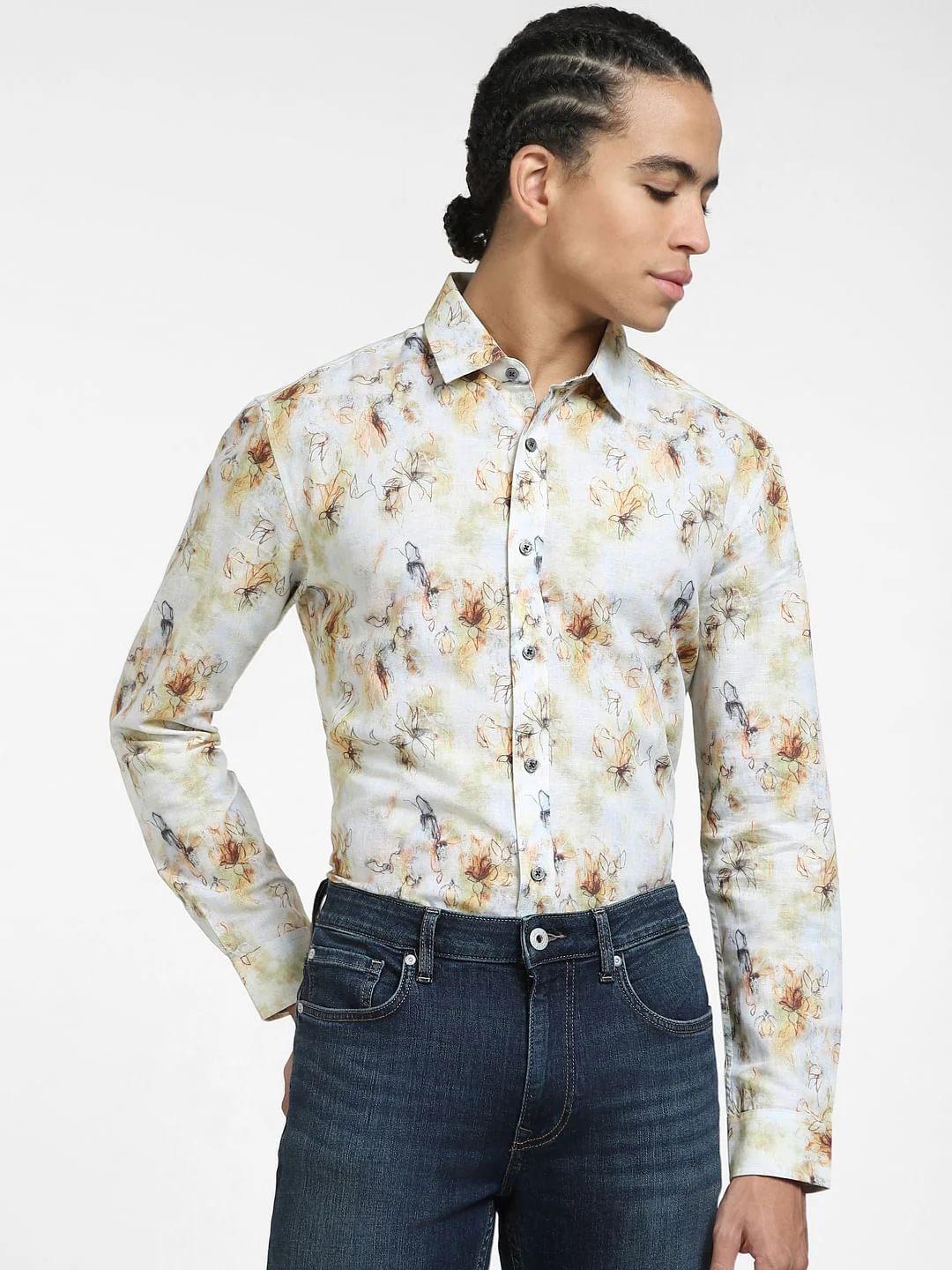 Yellow Printed Full Sleeves Shirt - Image 2