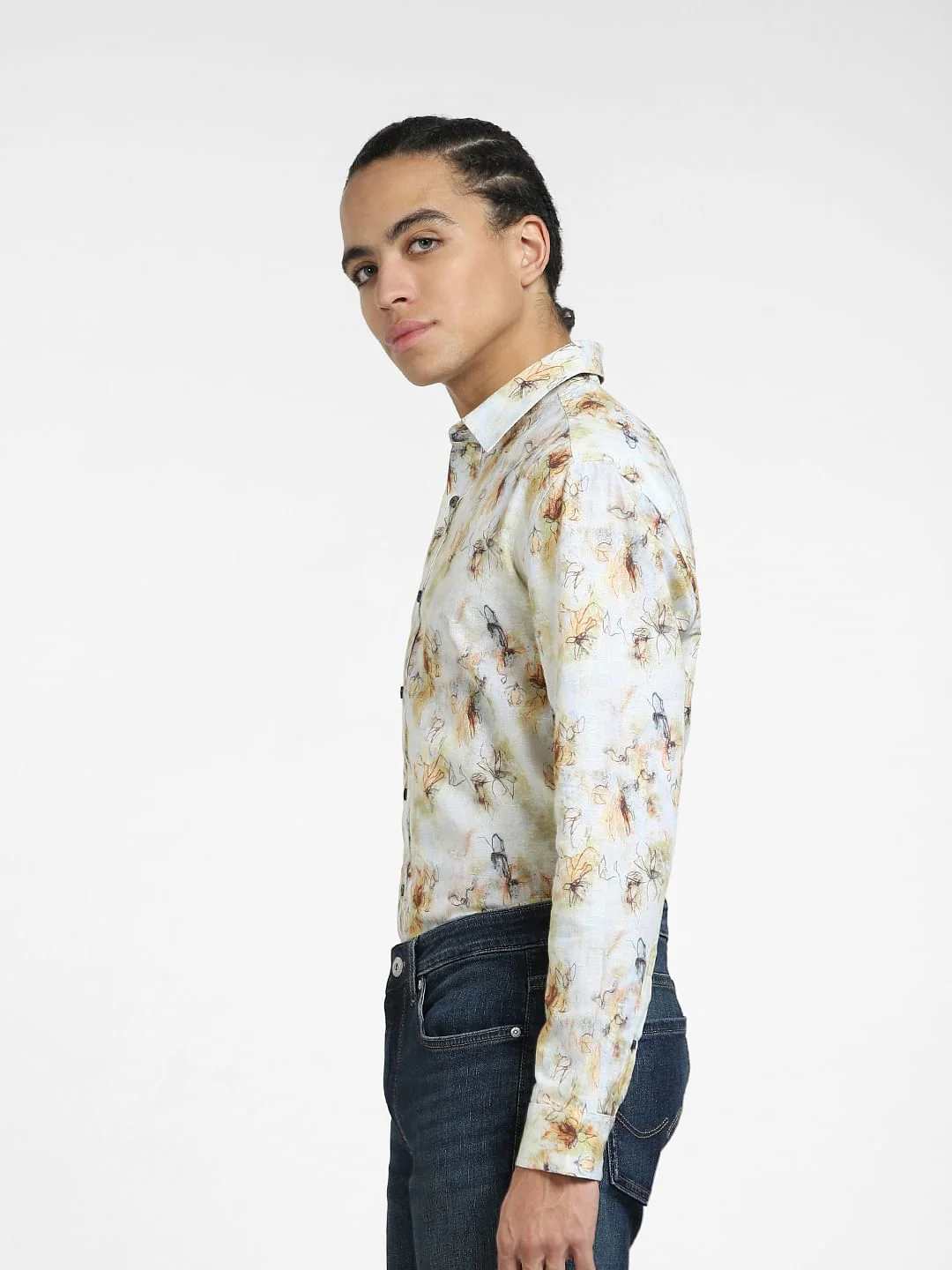 Yellow Printed Full Sleeves Shirt - Image 3