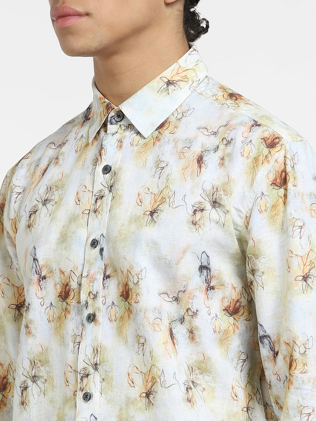 Yellow Printed Full Sleeves Shirt - Image 5