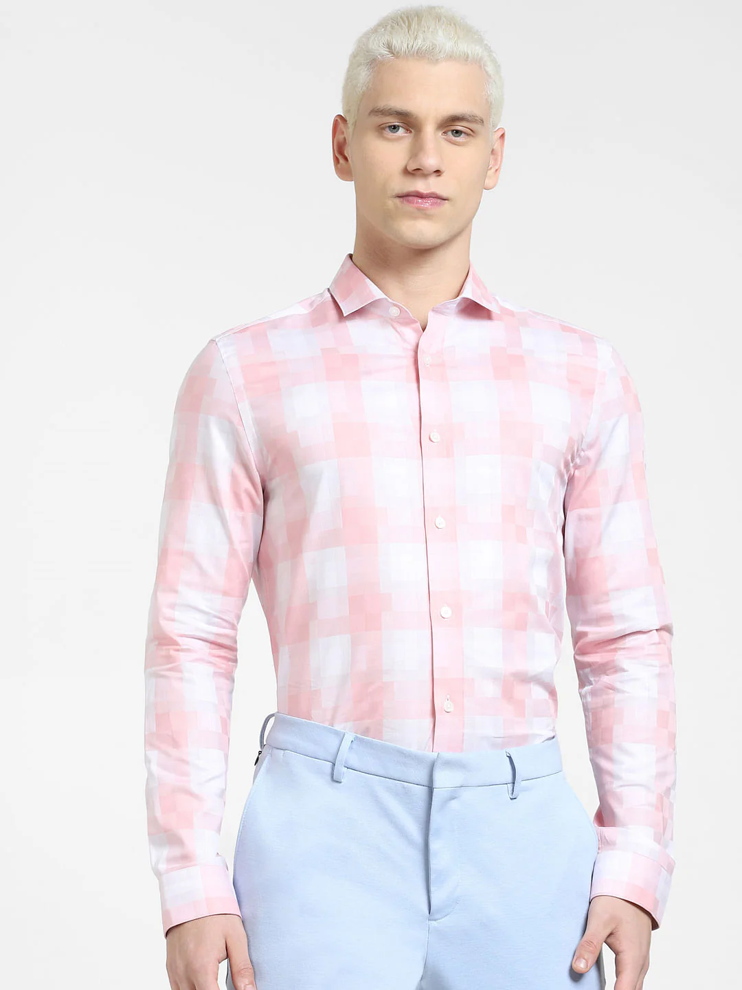 Light Pink Check Full Sleeves Shirt - Image 2