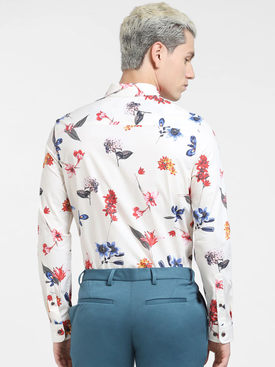 White Floral Print Full Sleeves Shirt - Image 4