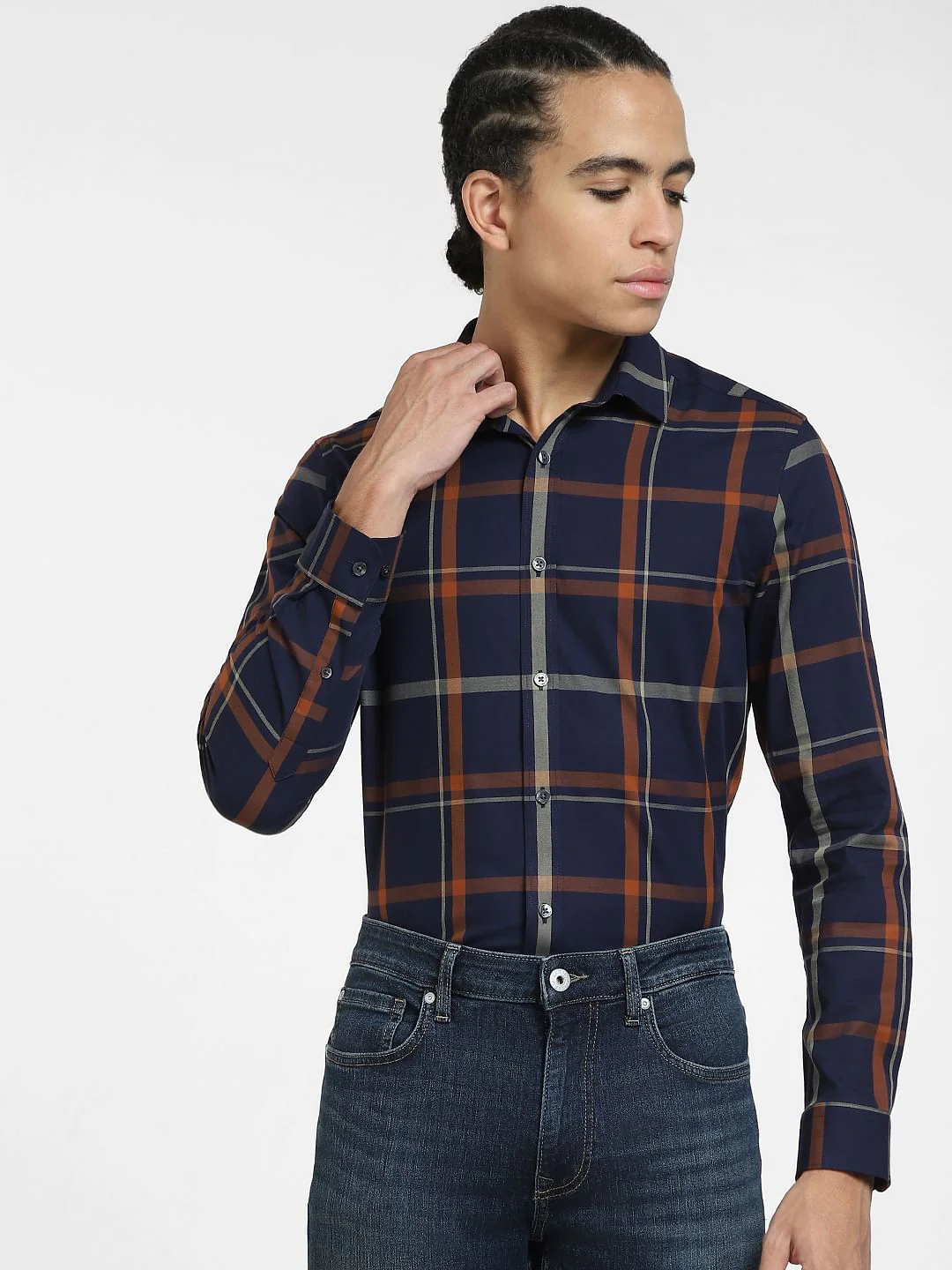 Dark Purple Check Full Sleeves Shirt - Image 2