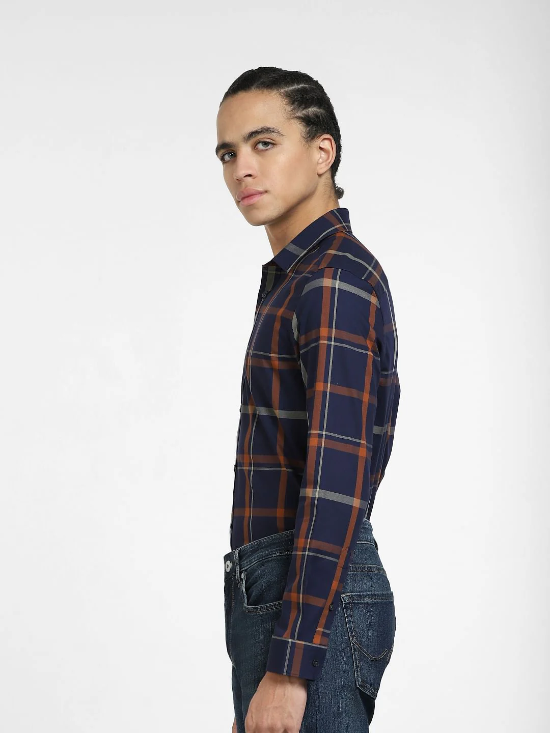 Dark Purple Check Full Sleeves Shirt - Image 3