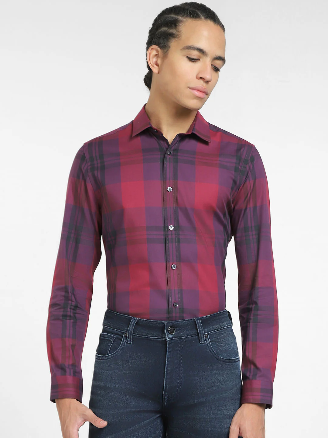 Red Check Print Full Sleeves Shirt - Image 2