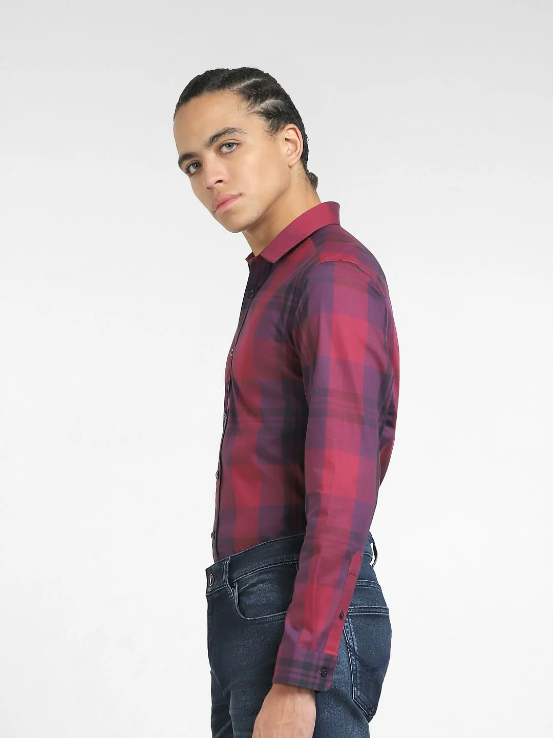 Red Check Print Full Sleeves Shirt - Image 3