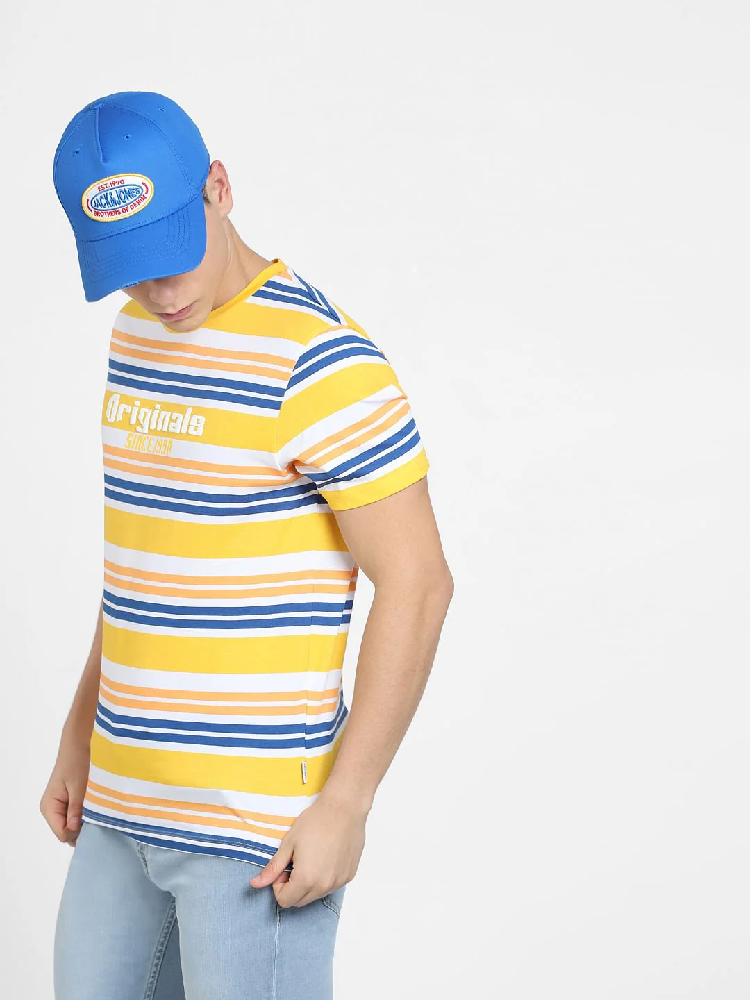 Yellow Striped Crew Neck T-shirt