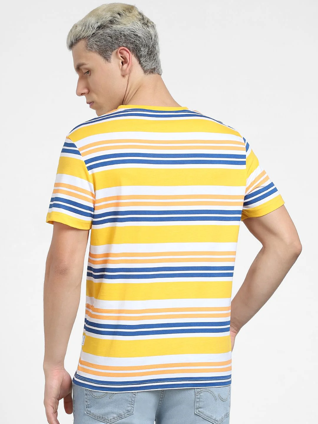 Yellow Striped Crew Neck T-shirt - Image 4