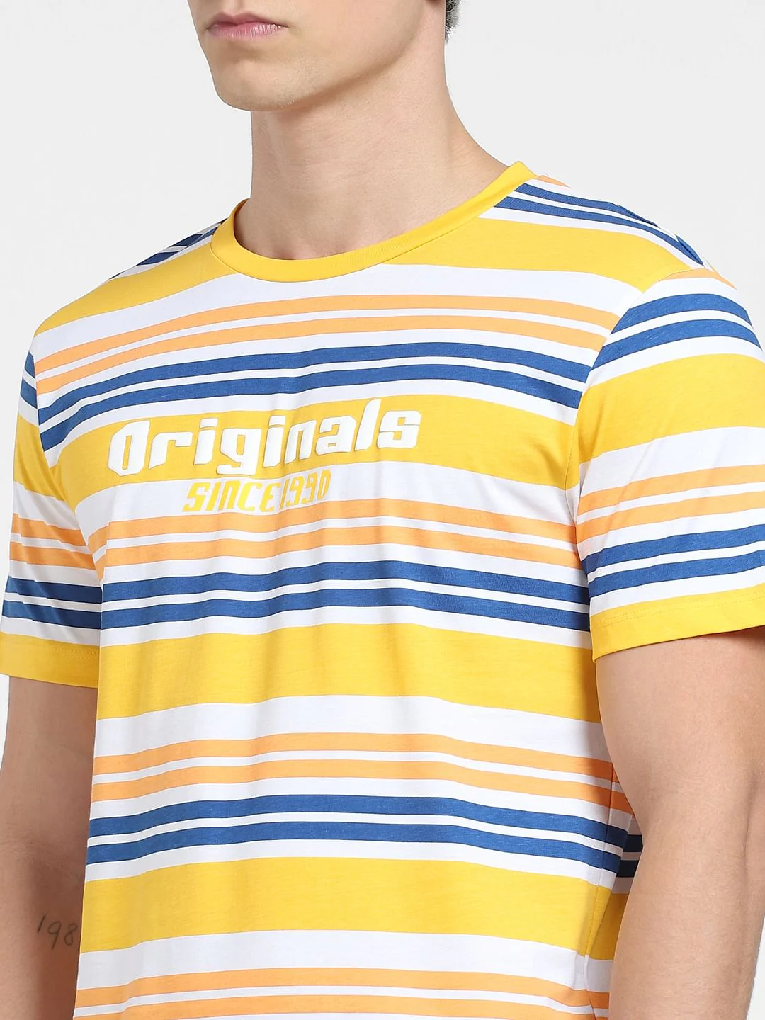 Yellow Striped Crew Neck T-shirt - Image 5