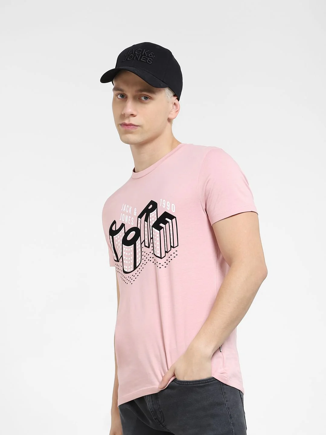 Pink 3D Print Crew Neck T-shirt