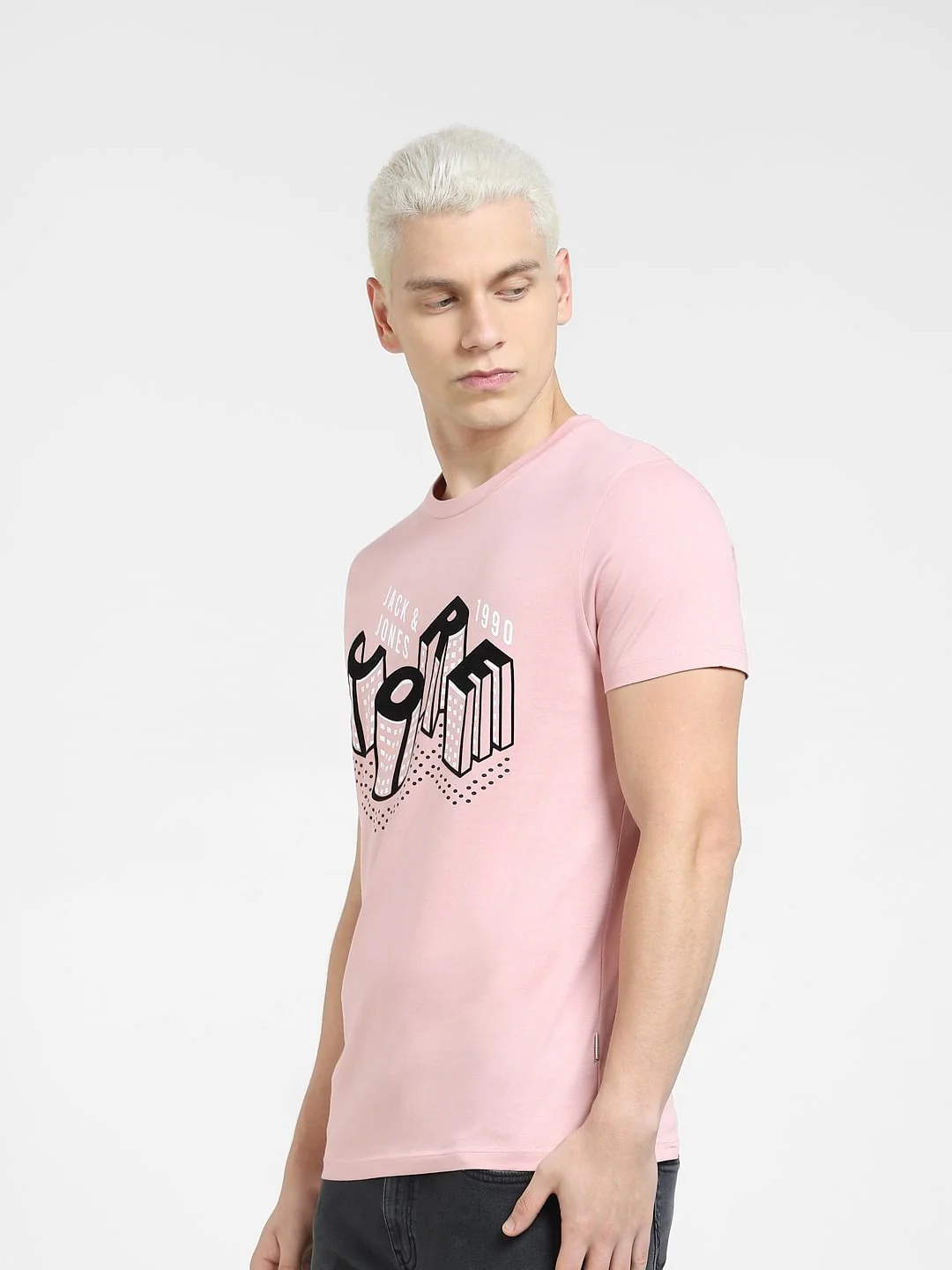 Pink 3D Print Crew Neck T-shirt - Image 3
