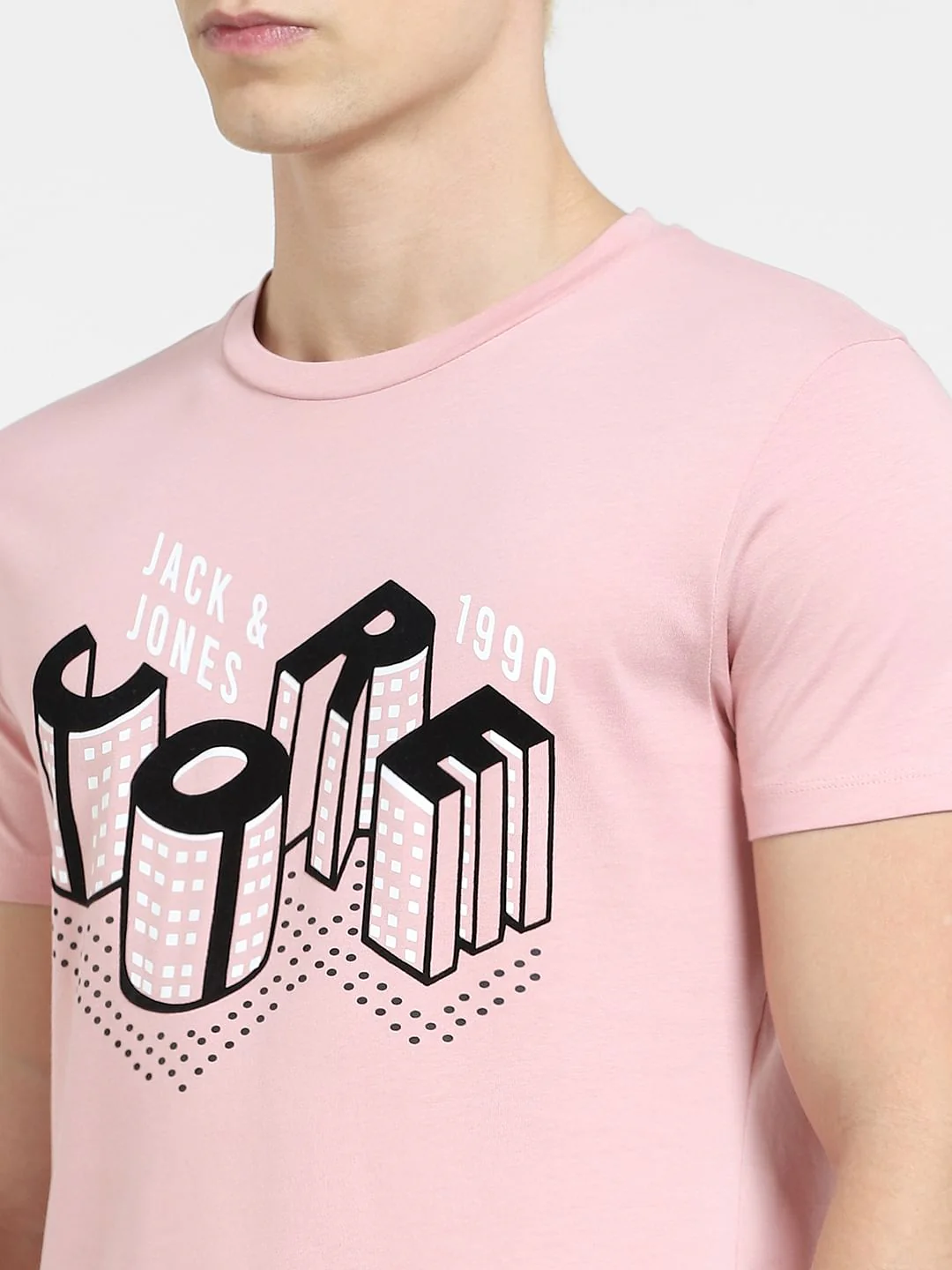 Pink 3D Print Crew Neck T-shirt - Image 5