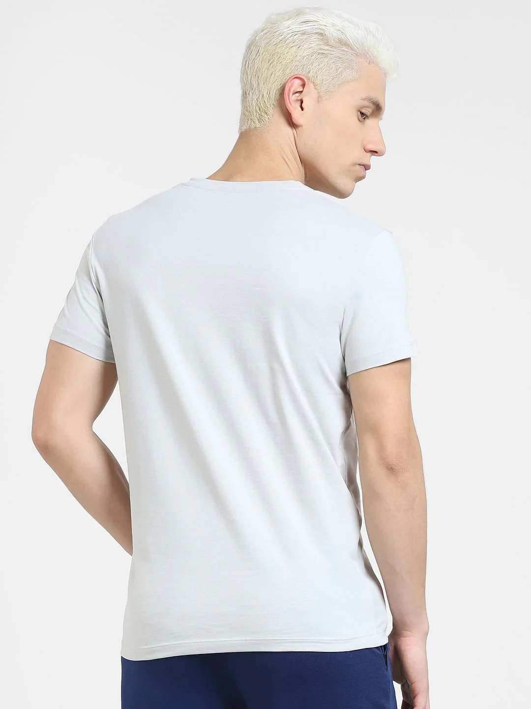 Grey Graphic Print Crew Neck T-shirt - Image 4