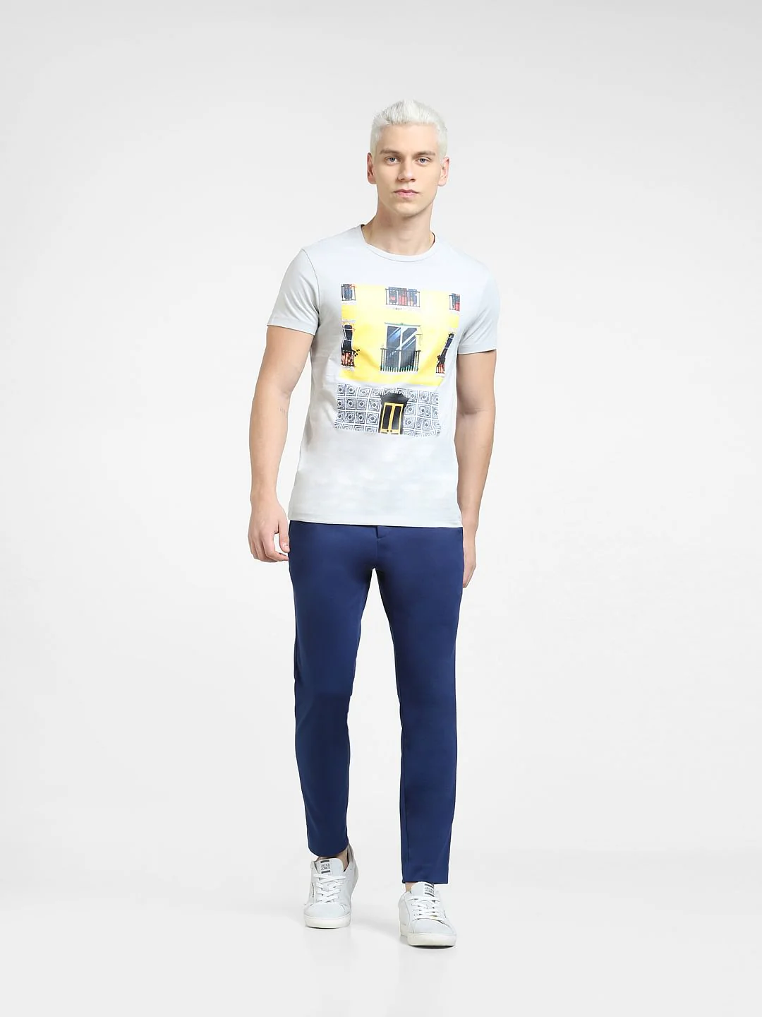 Grey Graphic Print Crew Neck T-shirt - Image 6