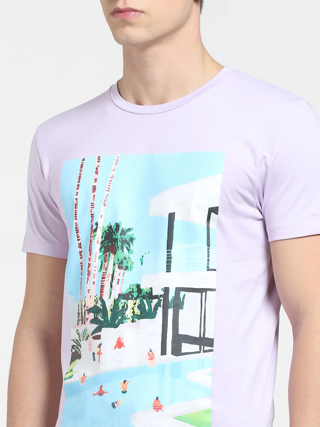 Lilac Graphic Print Crew Neck T-shirt - Image 5