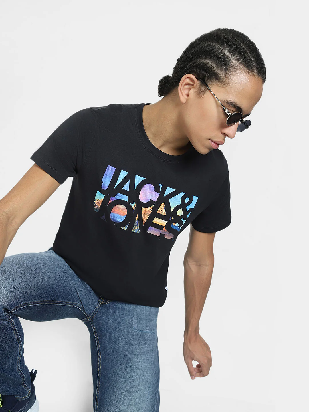 Black Logo Print Crew Neck T-shirt