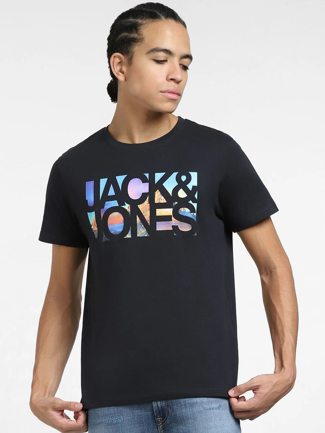 Black Logo Print Crew Neck T-shirt - Image 2