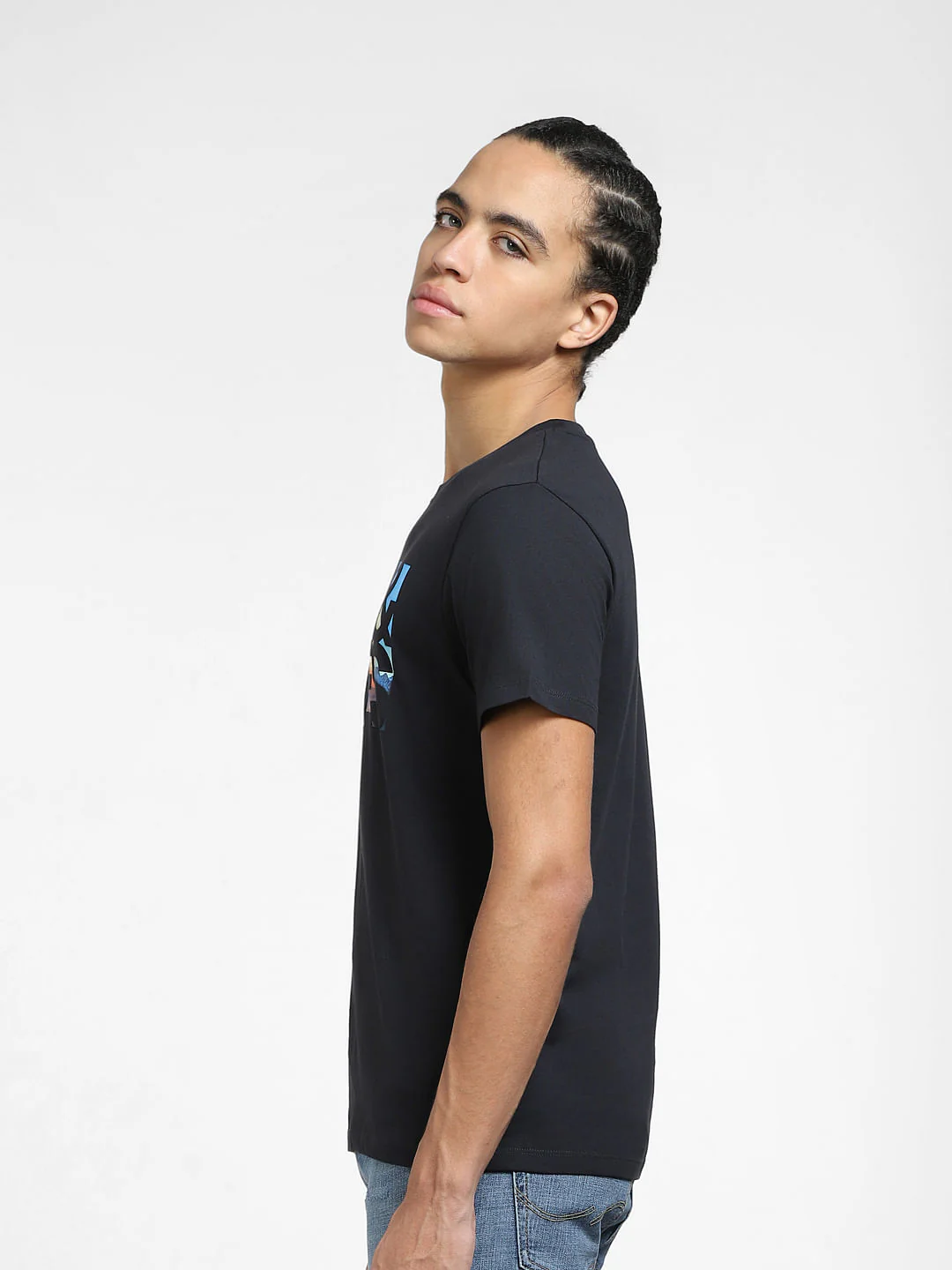 Black Logo Print Crew Neck T-shirt - Image 3