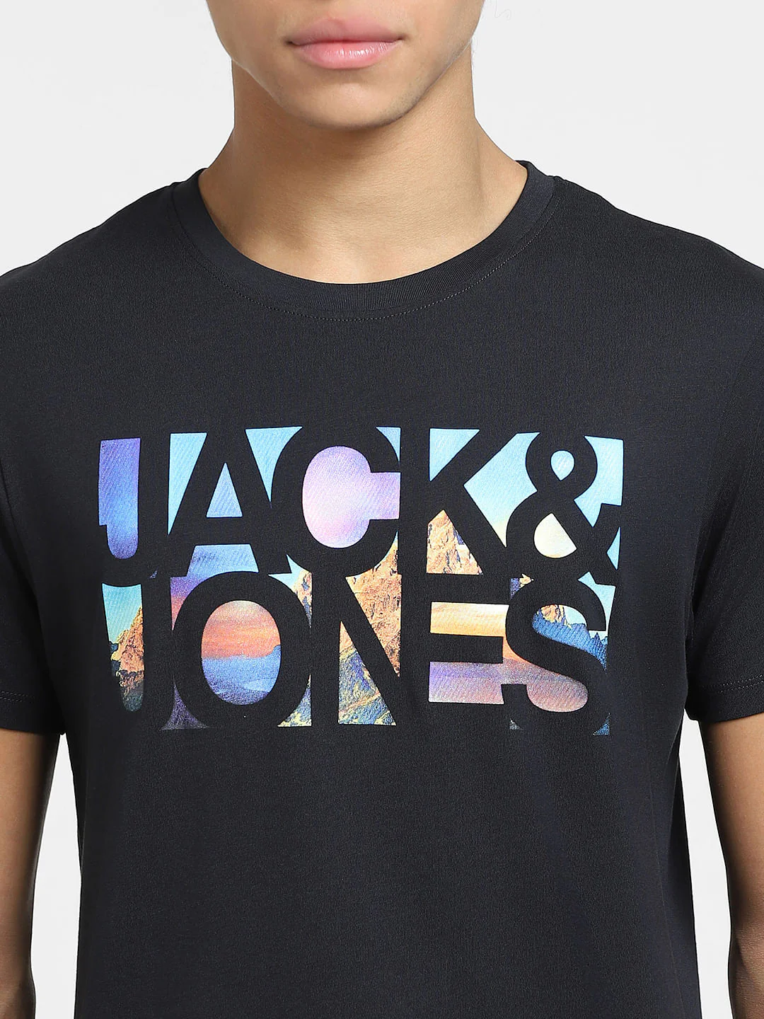 Black Logo Print Crew Neck T-shirt - Image 5