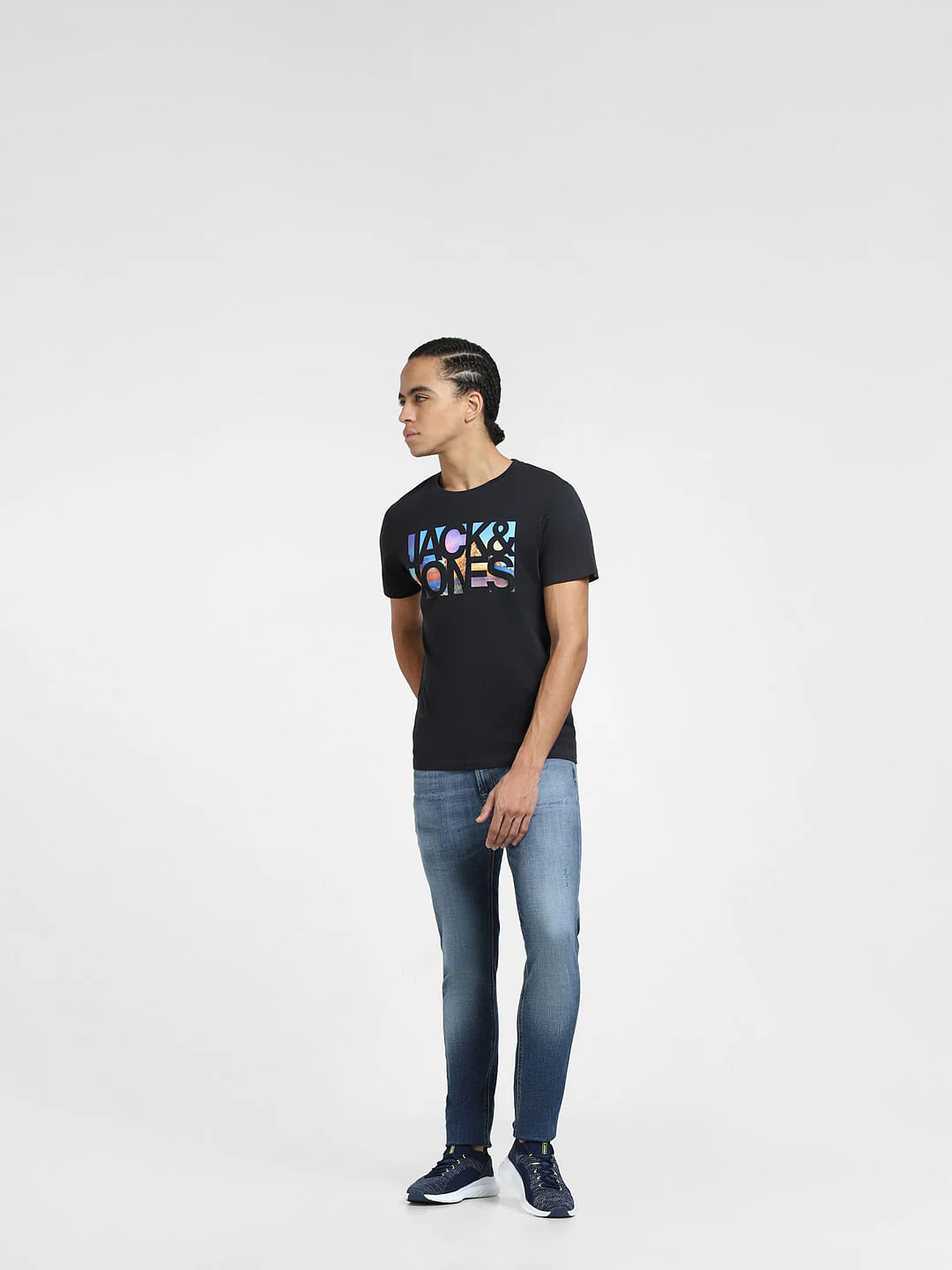 Black Logo Print Crew Neck T-shirt - Image 6
