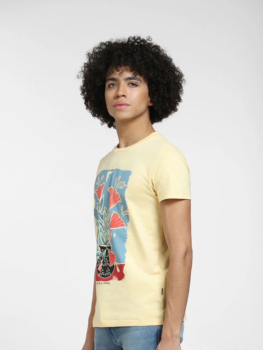 Beige Graphic Print Crew Neck T-shirt - Image 3