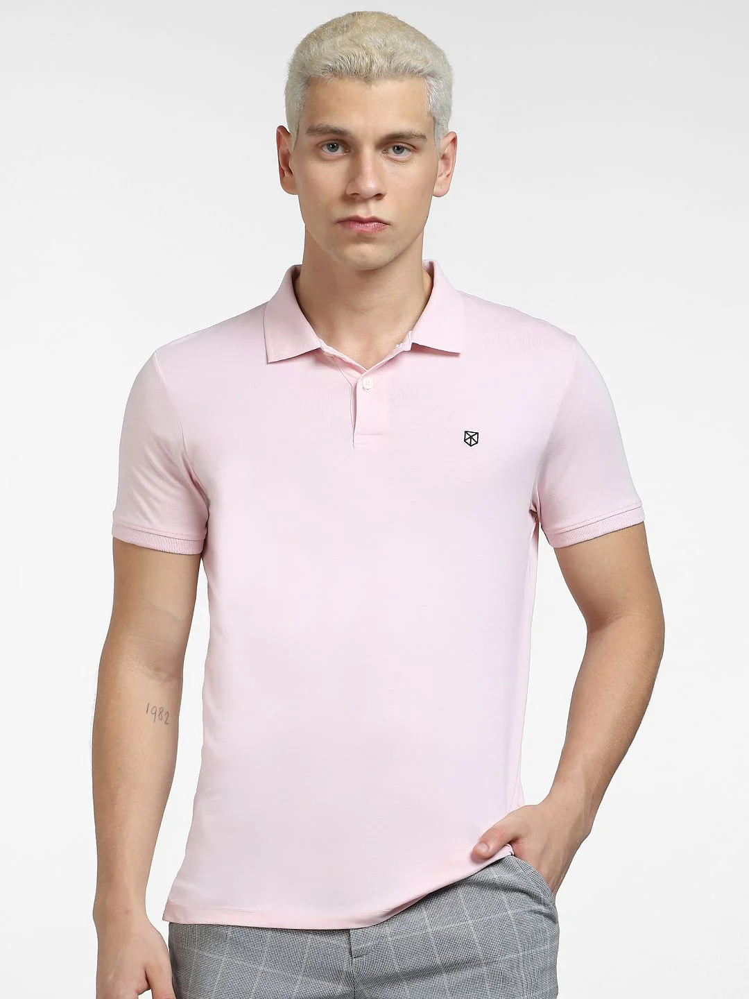 Pink Printed Polo Neck T-shirt - Image 2