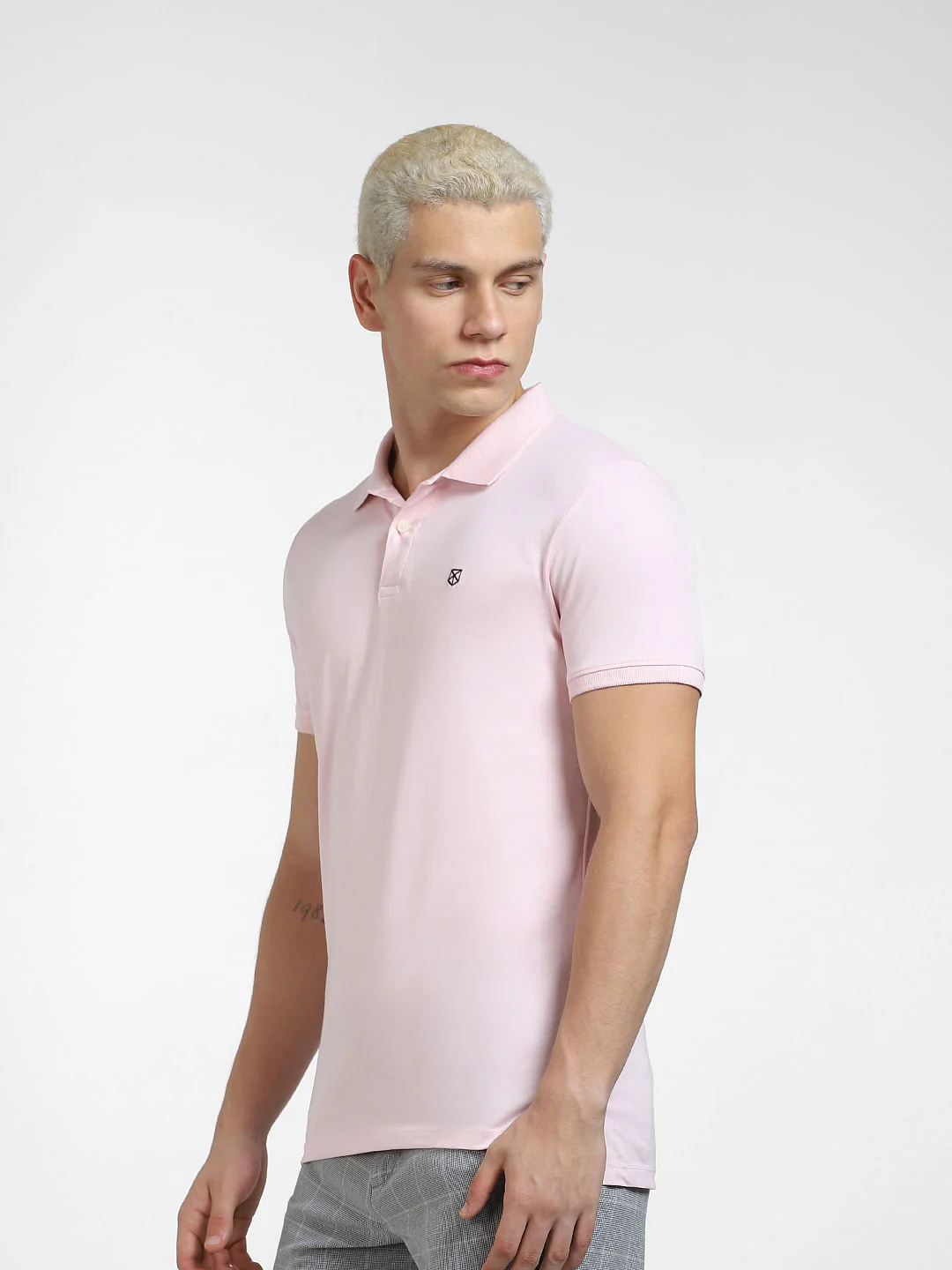 Pink Printed Polo Neck T-shirt - Image 3