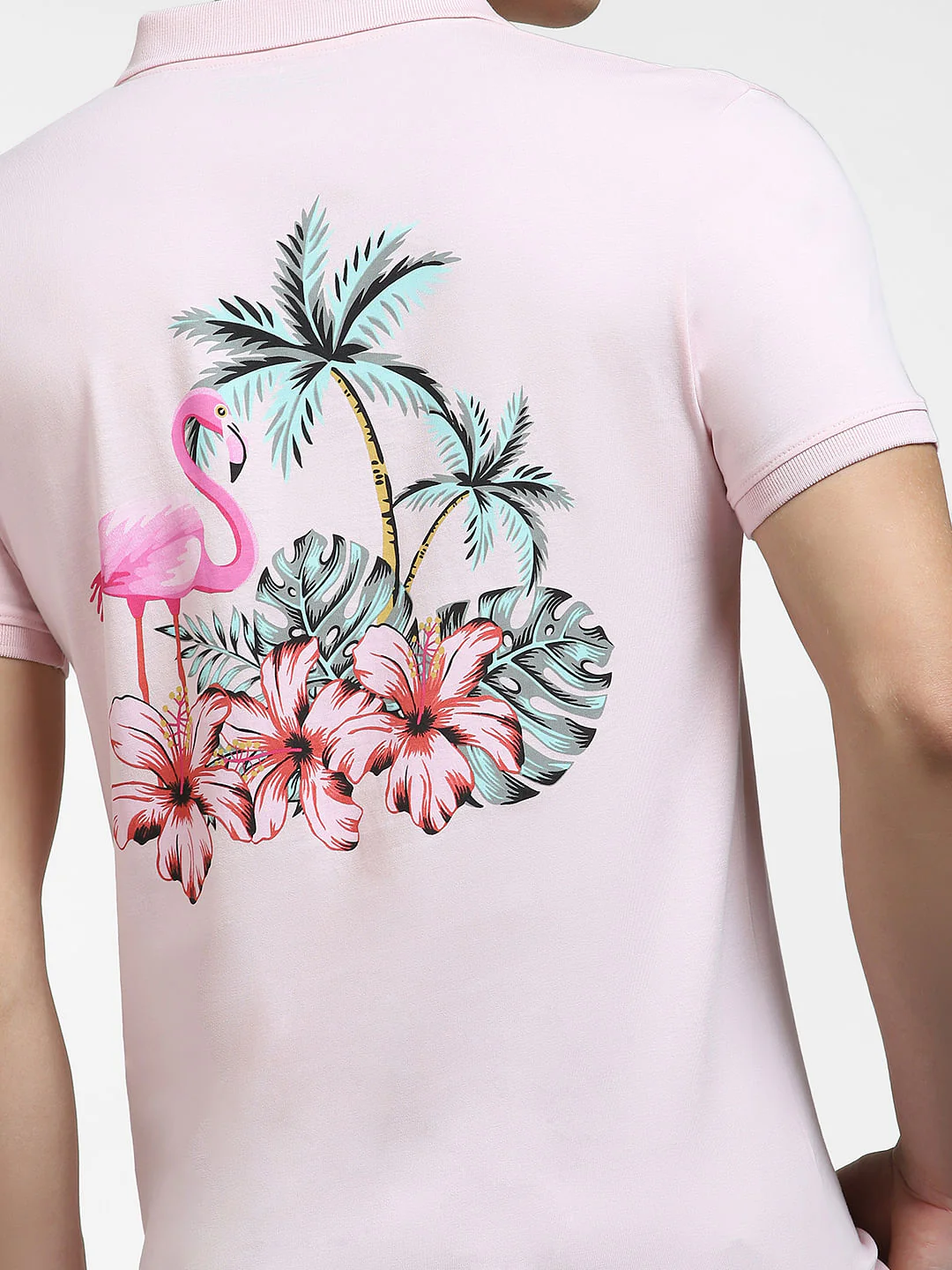 Pink Printed Polo Neck T-shirt - Image 7
