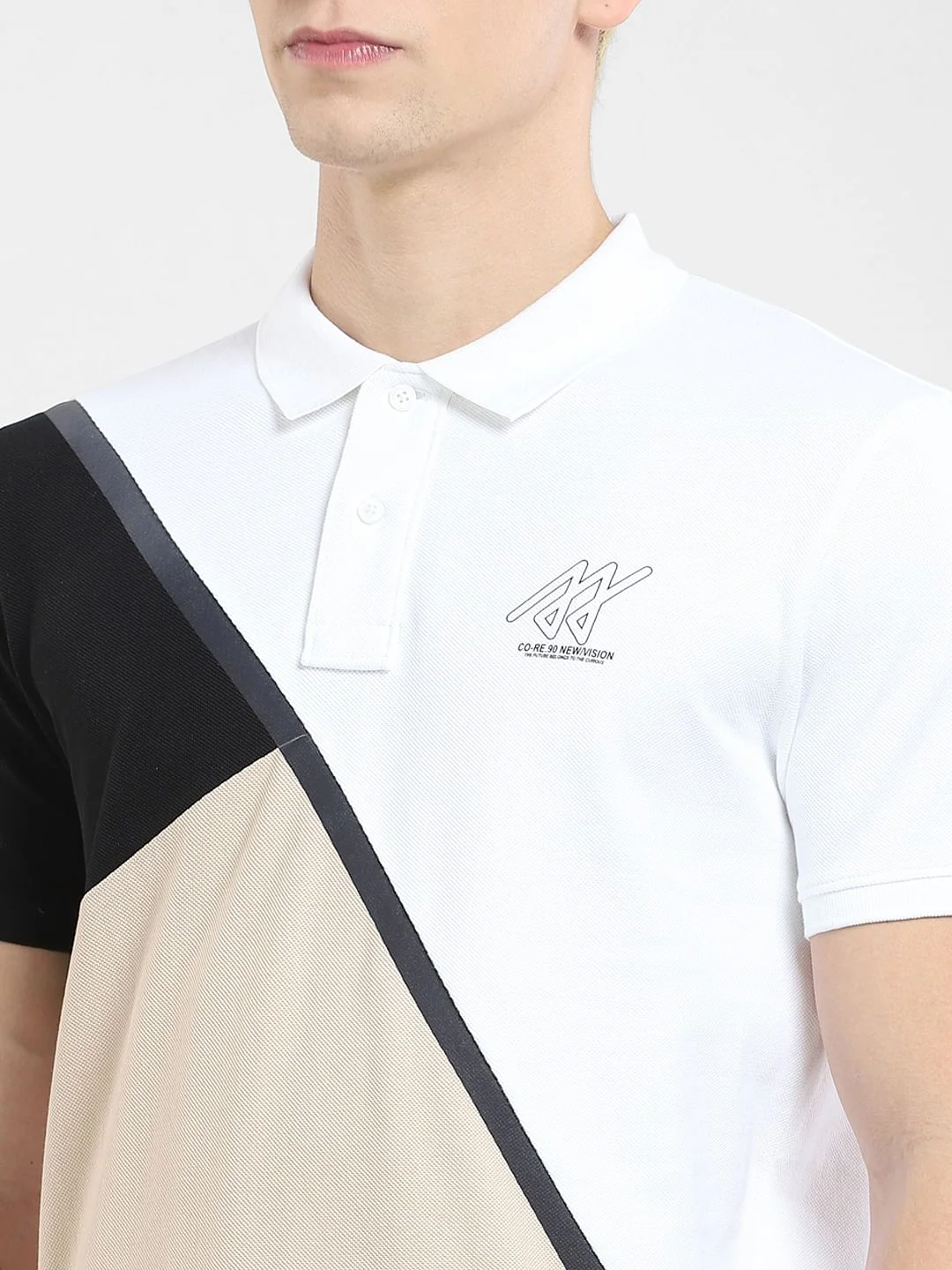 White Colourblocked Polo T-shirt - Image 5
