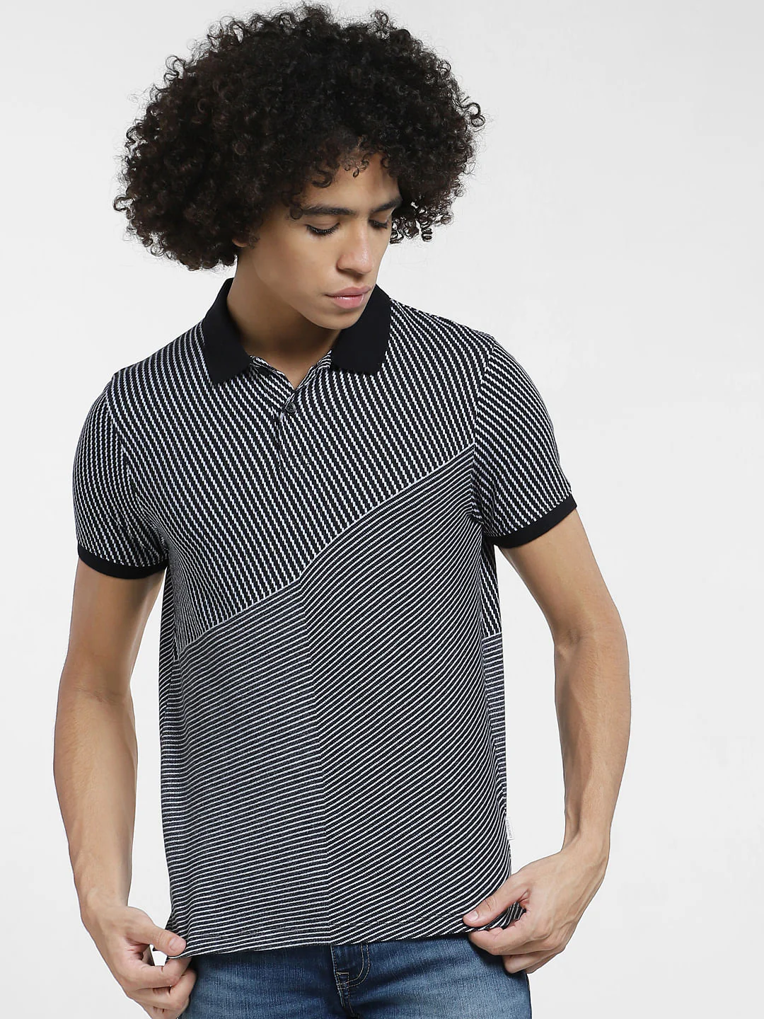 Black All Over Print Polo T-shirt - Image 2