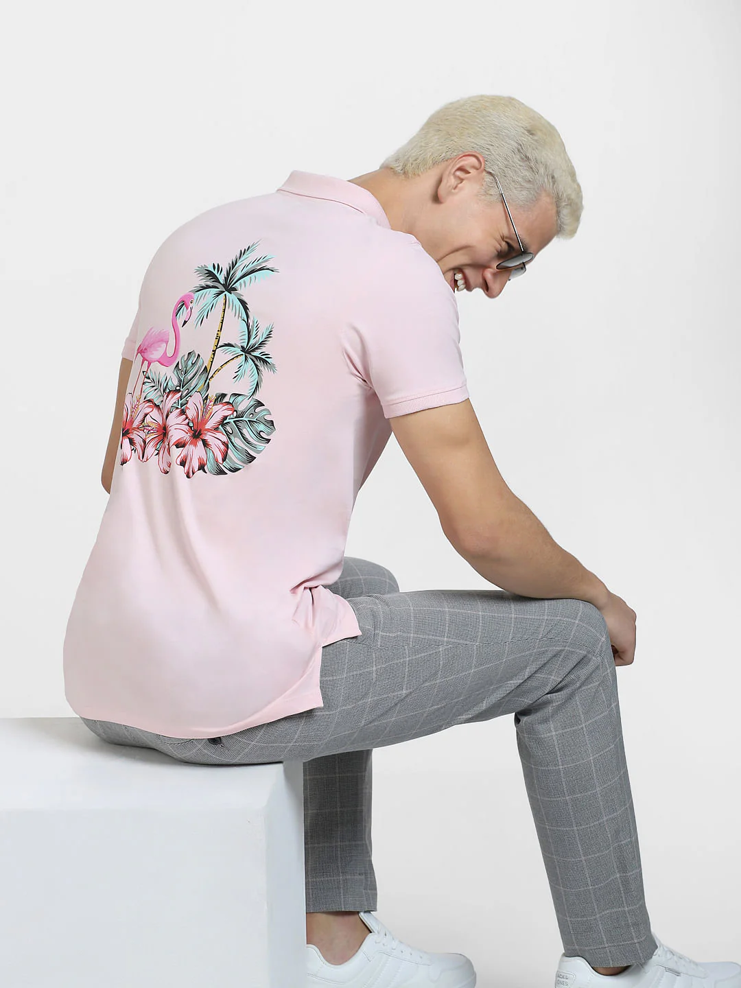 Pink Graphic Print Polo T-shirt