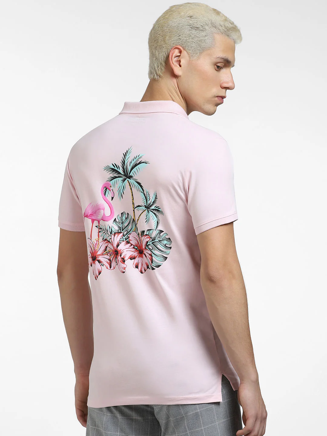 Pink Graphic Print Polo T-shirt - Image 4