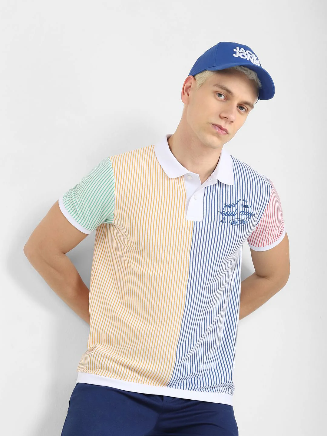 White Striped Polo T-shirt