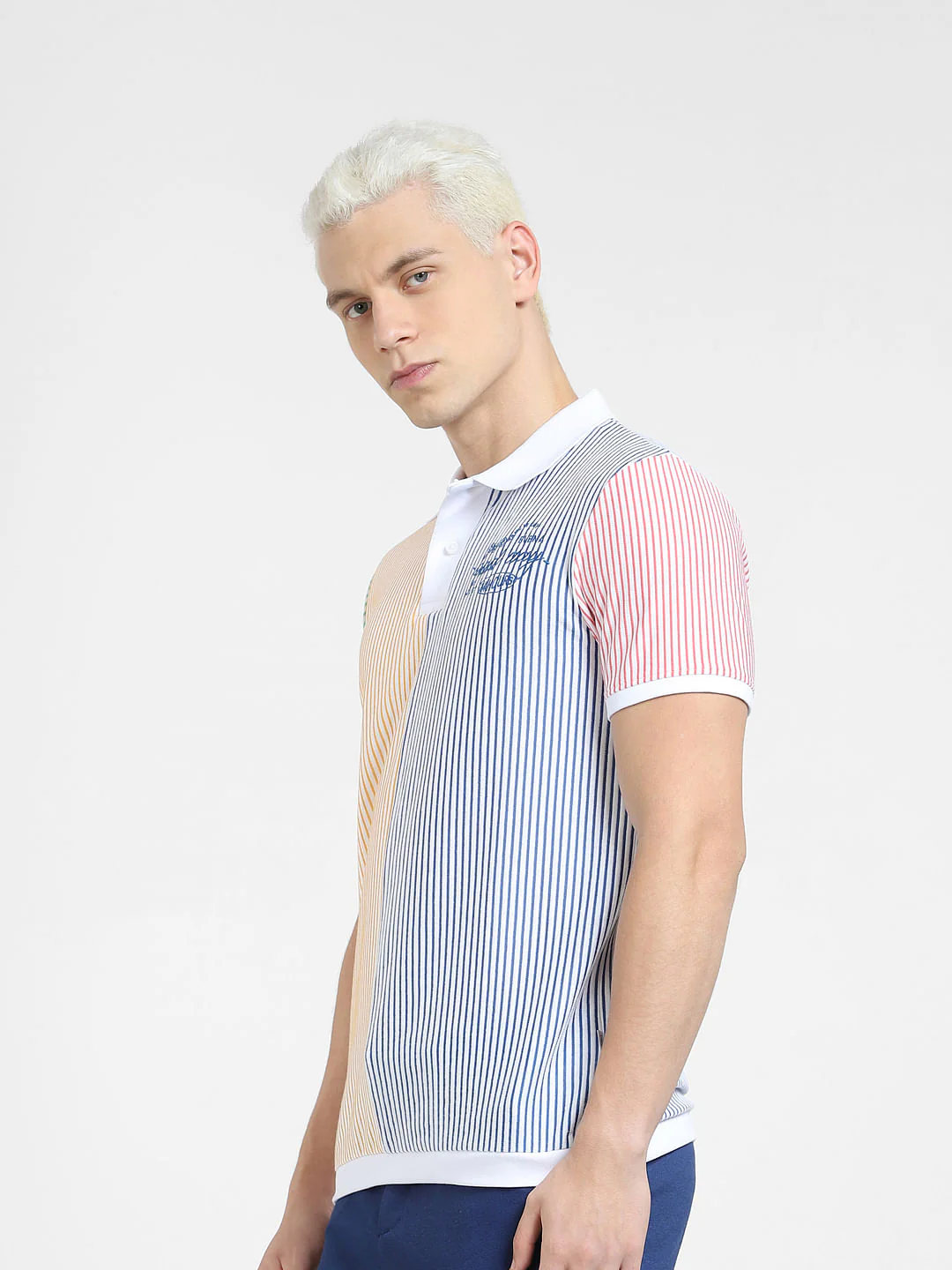White Striped Polo T-shirt - Image 3