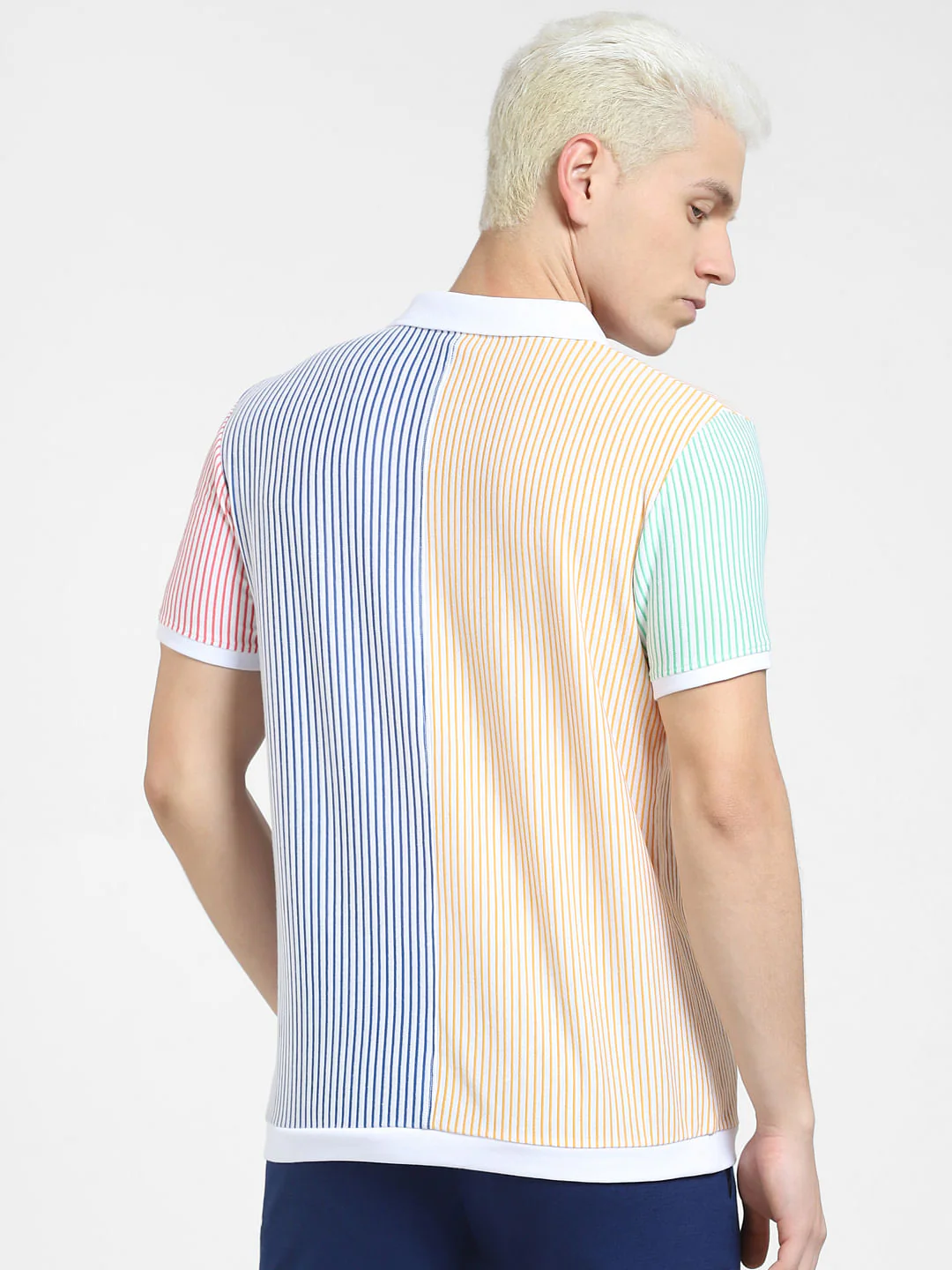 White Striped Polo T-shirt - Image 4